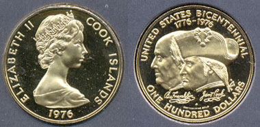 Cook Islands 1976 $100 Proof Gold Coin