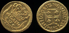 1719 John V - 400 Reis Extra Fine Gold Coin