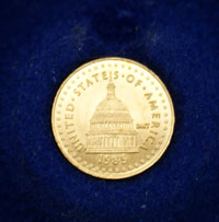 Ronald Reagan 24k Gold Presidential Inaugural Medal Mini Coin With COA No. 1995