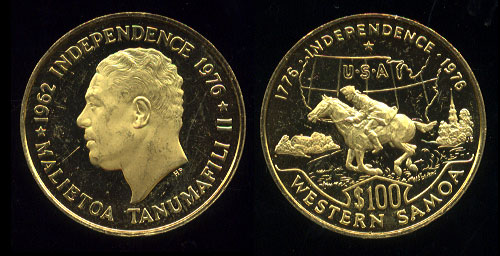 Somoa 1976 US BC Proof 100 Tala Gold Coin, Mishandled