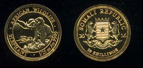 2016 Somali Republic 50 Schillings The Elephant Gold Coin