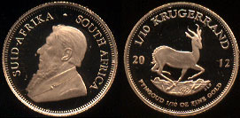 2012 South Africa Proof 1/10 Krugerrand Gold Coin