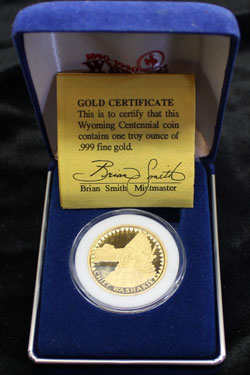 Wyoming Centennial One Ounce Gold Medal 1890-1990