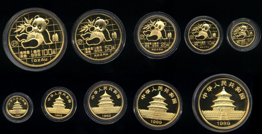 1989 5-Piece China Gold Panda Proof Set In mint condition in original  Mint Packaging