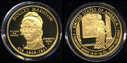 Dolly Madison Proof 2007 Gold Coin