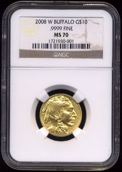 NGC-MS70 2008 W Buffalo $10 Gold Coin MS-70