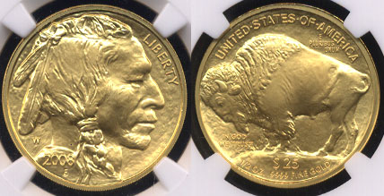 NGC 2008 W Buffalo $25 Gold Coin MS-70 Certified American Buffalo NGC
