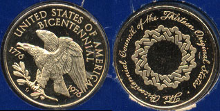 The Bicentennial Council of the Thirteen Original States Official U.S. Bicentennial Gold Medal Proof