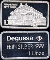 BERLINMINT - UNLISTED Frankfurt Alte Oper 1 oz .999 Fein Silber Degussa Silver Art Bar