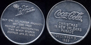 1989 Coca-Cola Christmas in New Orleans Parade Welch's Aluminum Round