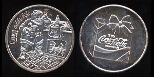 Coca Cola - 1977 "Coke adds life to... Holiday Fun" Silver Round