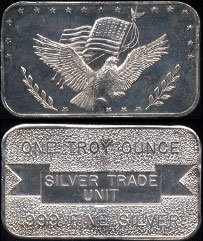 Silver Trade Unit American Flag & Eagle Silver Artbar