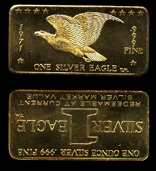 FC-3G (1971) Gold-Plated One Silver Eagle Silver Artbar