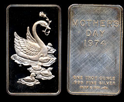 MEM-39  Mother's Day Swan without Diamond Eye Silver Artbar