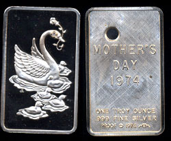 MEM-39D Mother's Day Swan with  Diamond Silver Artbar