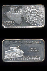 LIN-47 Invasion of Sicily 44.7 grams .925 silver bar