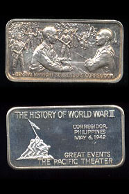 LIN-56 Gen. Wainwright Surrenders Corregidor 44.7 grams .925 silver bar