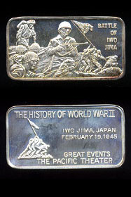 LIN-76 battle of Iwo Jima2 44.7 grams .925 silver bar