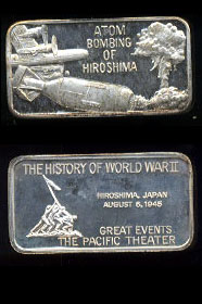 LIN-84 Atom Bombing of Hiroshima 44.7 grams .925 silver bar