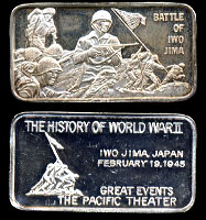 LIN-76 battle of Iwo Jima1 44.7 grams .925 silver bar