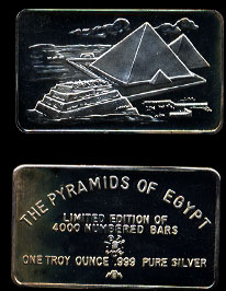 MEM-49 The Pyramids of Egypt Silver Artbar