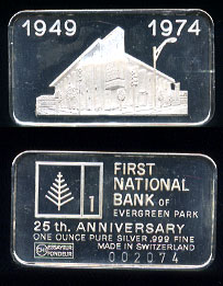 SWISS-7  First National Bank of Evergreen Park Silver Artbar