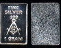 1 Gram of .999 Fine silver Masonic Symbol Silver Art Bar