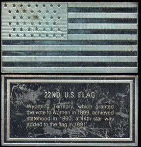 22nd U.S. Flag Wyoming Territory 1408 Grains Sterling - 2.713 ounces of pure silver Silver Artbar