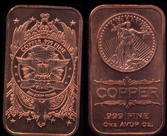 Liberty Copper One Avop oz .999 Fine Copper