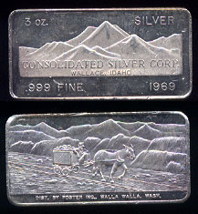 FC-18 (1969) Consolidated Silver Corp 3 Ounce Silver Ingot Serial #641