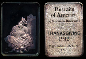 Norman Rockwell Portraits of America HAM-59 Thanksgiving Silver Art Bar