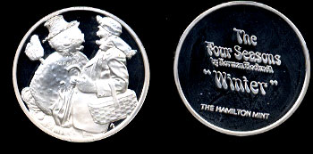 Norman Rockwell's Four Seasons Sterling Silver Winter round 