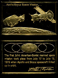 Franklin Mint Apollo-Soyuz Mission 24K Gold-Plated Sterling Silver Bar