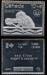 OLYMPICS 1976 1/2 oz Canada Rowing Silver Artbar
