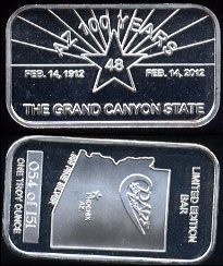 Arizona 100 Years The Grand Canyon State Silver Artbar