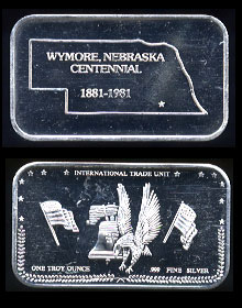 CCM-80 (1981) Wymore, Nebraska Centennial Silver Artbar