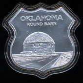 Rte 66 Oklahoma/Round Barn silver shield 