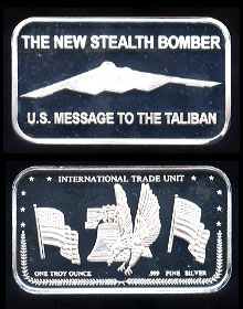 TMC-17 Stealth Bomber U.S. Message to the Taliban Silver Art Bar
