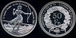 50 Franc 2008 Coin Maitrise Switzerland Shooting Festival Silver Coin
