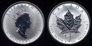 2003 Sheep Privy Mark Silver Maple Leaf