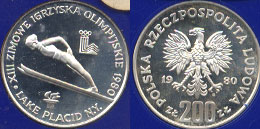 1980 XIII Zimowe Igrzyska Olimpitskie 200 ZL Poland Lake Placid N.Y. Polska Rzeczpospolita Ludowa silver Round