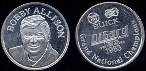 Bobby Allison silver 1oz round 1983