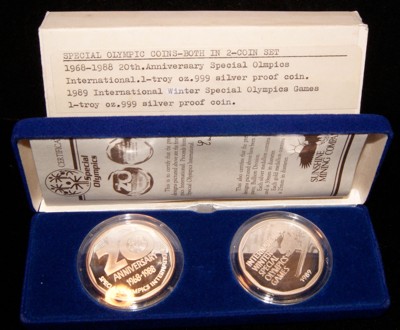 Special Olympics Two Coin Set w/ Box & COA