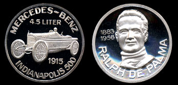 Ralph De Palma 1883-1956 Mercedes-Benz 4.5 Liter 1915 Silver Art Round