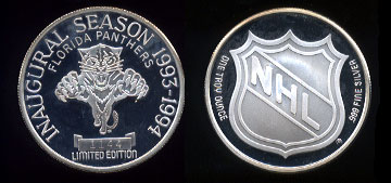 Florida Panthers Inaugural Season 1993-1994 Limited Edition #1144 Silver Round