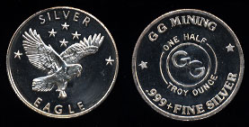 G G Mining Silver Eagle 1/2 Ounce .999 Fine Silver