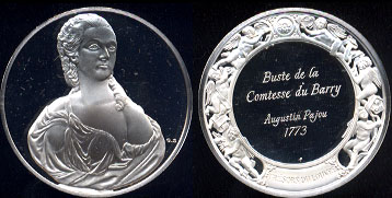 Buste de la Contesse du Barry Augustin Pajou 1773 Silver Round