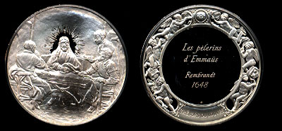 Les Pelerins d' Emmaiis Rembrandt 1648 Silver Round