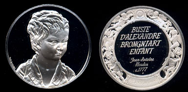 Bust of Alexandre Brongniart as a child silver art round.