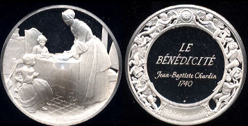 Le Benedicite Jean-Baptiste Chardin 1740 Silver Round